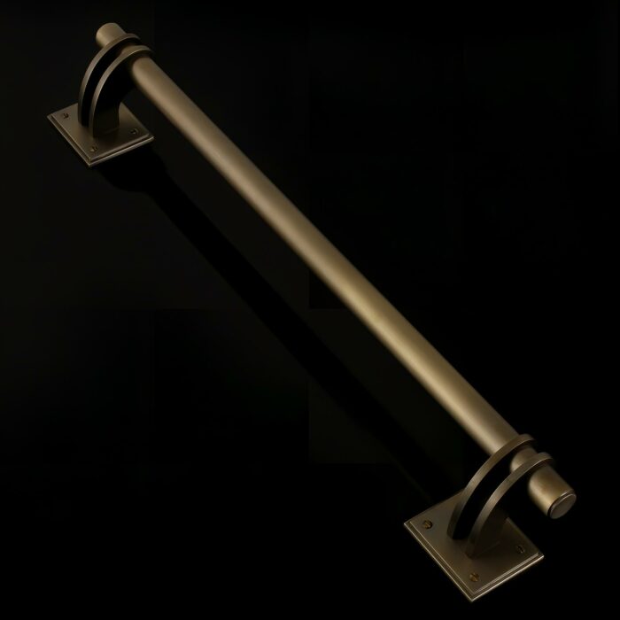 Picture of a Contemporary Compton Twin Crank Pull Handle on Rose finished in Black Grey colour.